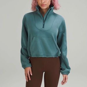 Lululemon Brushed Softstreme Ribbed Half Zip in Green Jasper